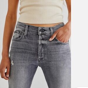 Mother Scrapper Cuff Ankle Fray in Unstitched In The Dark Crop Jeans